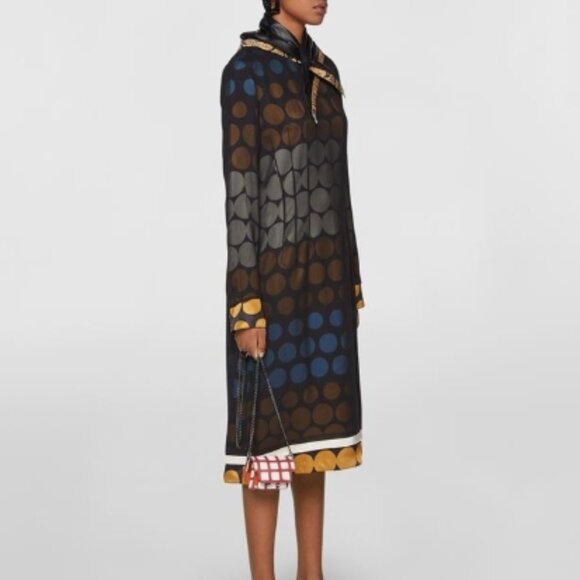 NWOT RARE MARNI Crepe de Chine Silk Black Midi Dress XS $1575